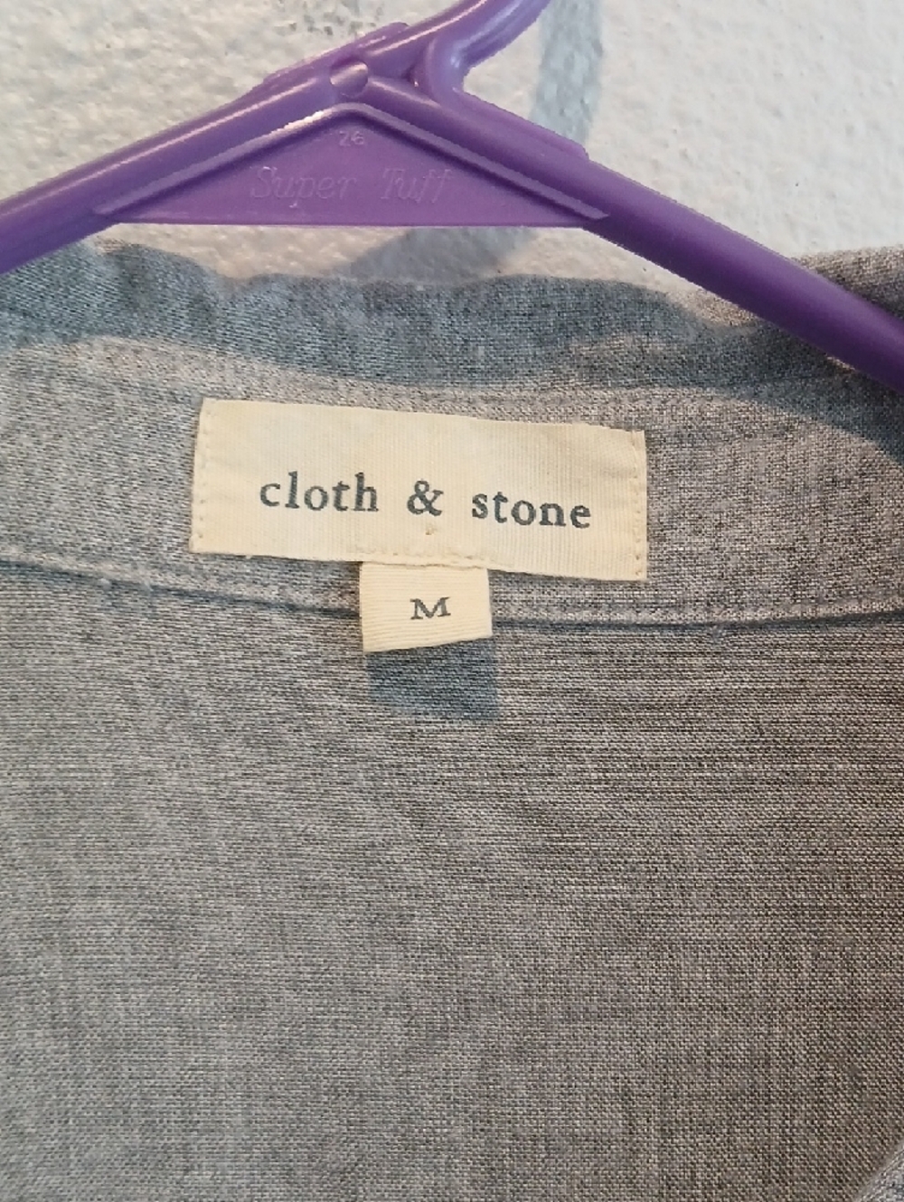 Cloth And Stone Anthropologie Medium Light Gray Button-Down Ruffle Hem Linen Top - Picture 2 of 5